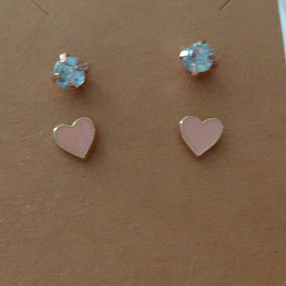 New No Boundaries Pink Heart and Crystal Earrings